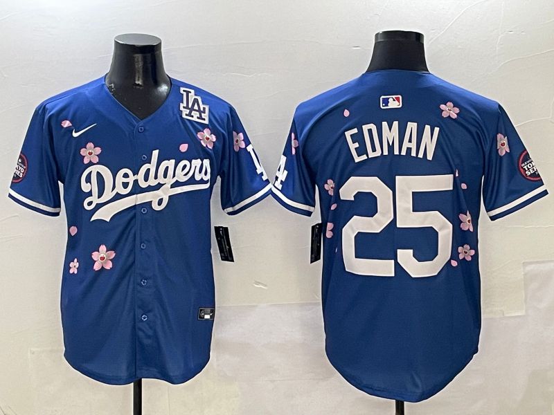 Men Los Angeles Dodgers #25 Edman Blue Sakura Edition 2025 Nike MLB Jersey style 8->los angeles dodgers->MLB Jersey